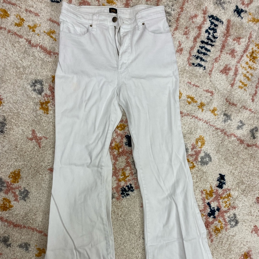 Lee’s white flare jeans